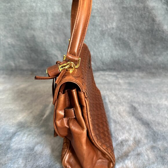 Marforio Venezia Brown Leather Weaved Satchel - Picture 3 of 9